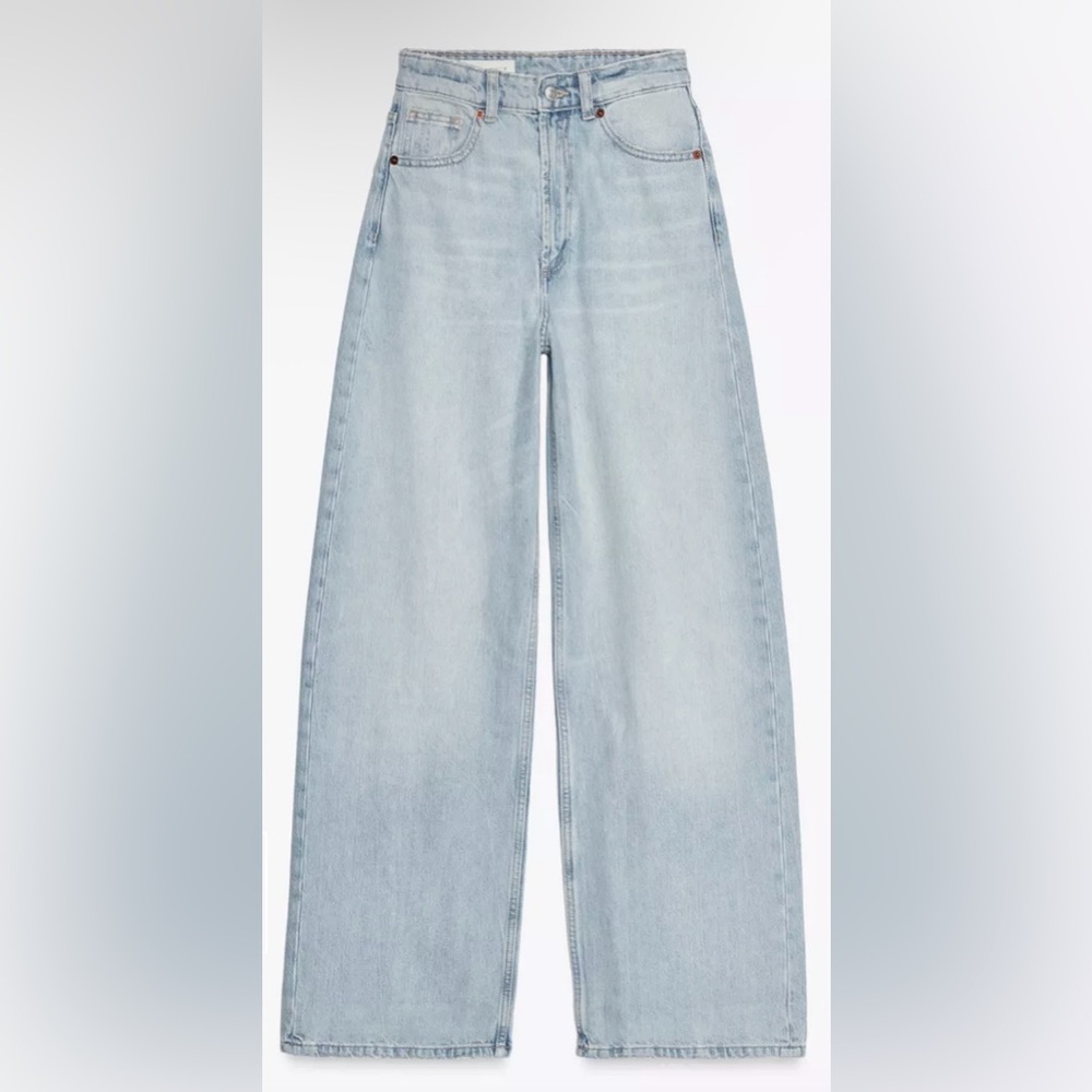 NWT Zara Denim Collection Light Blue High Waist Wide Leg Jeans Women’s 32 US 0